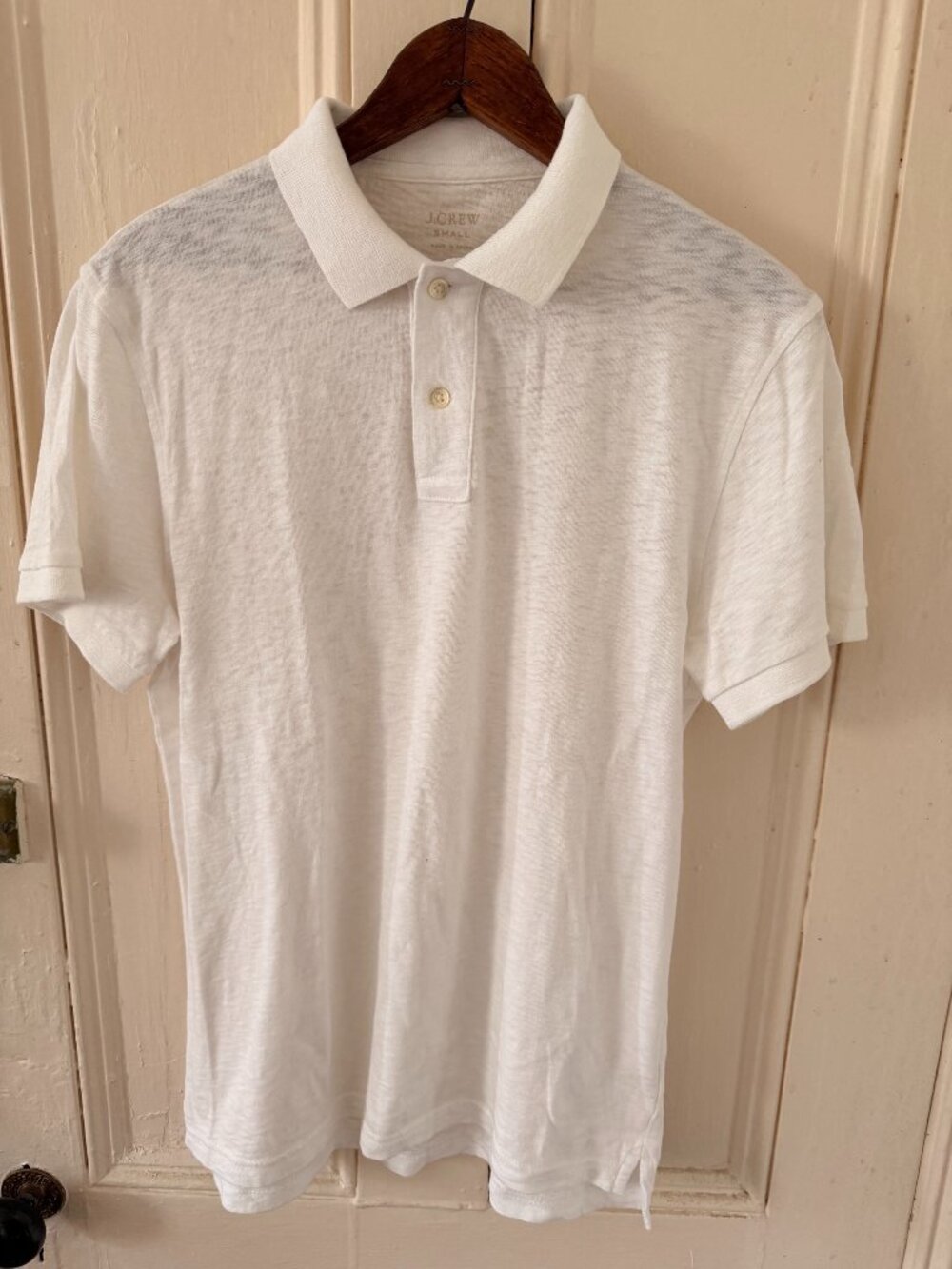 J. Crew Men’s Short-Sleeve Polo in White — Small